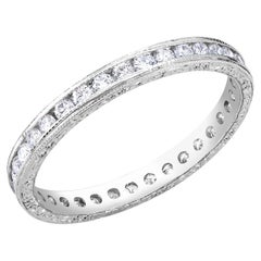 Round Diamond Platinum Eternity Band with Old Master Hand Engraving