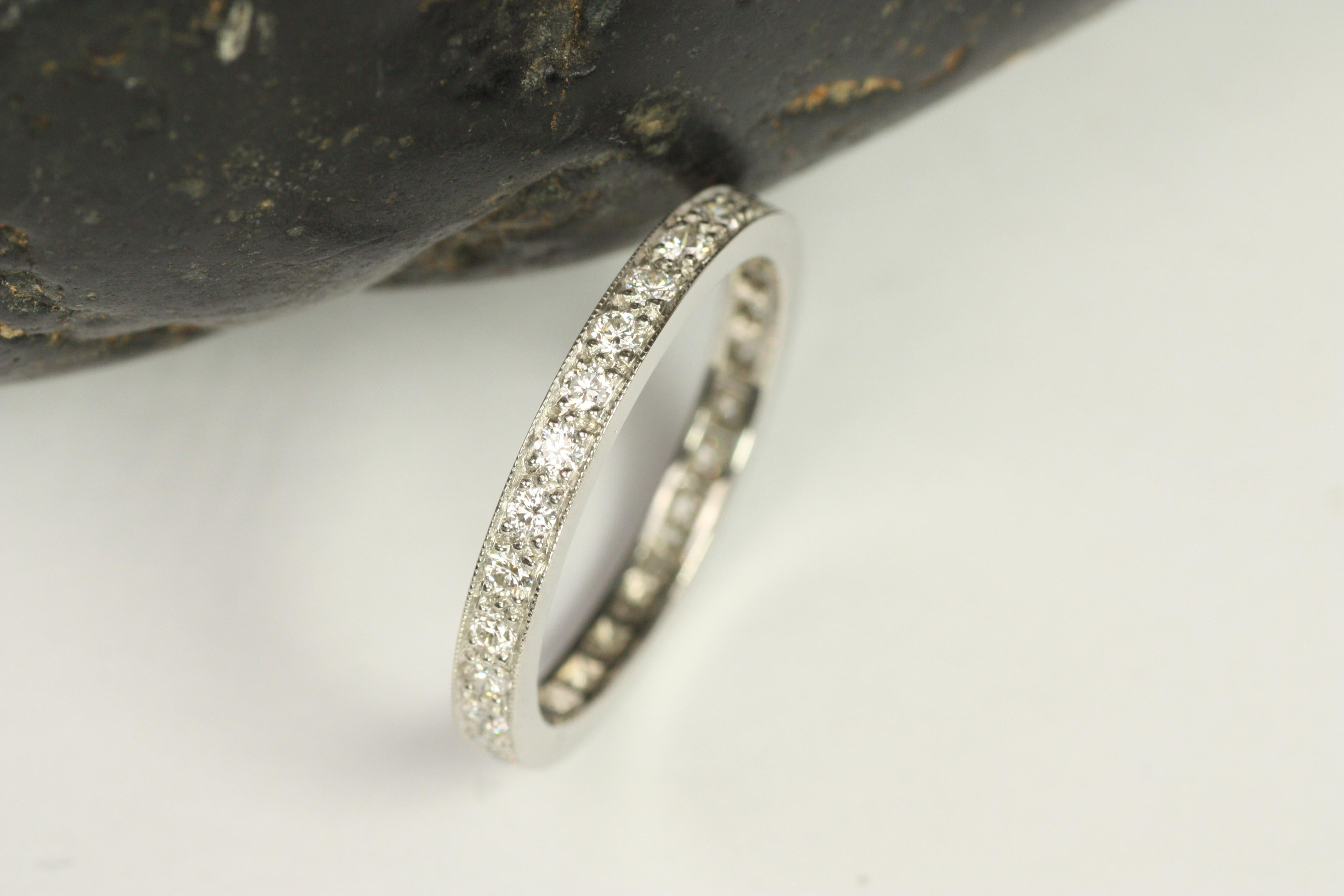 Modern Round Diamond Platinum Eternity Wedding Band For Sale