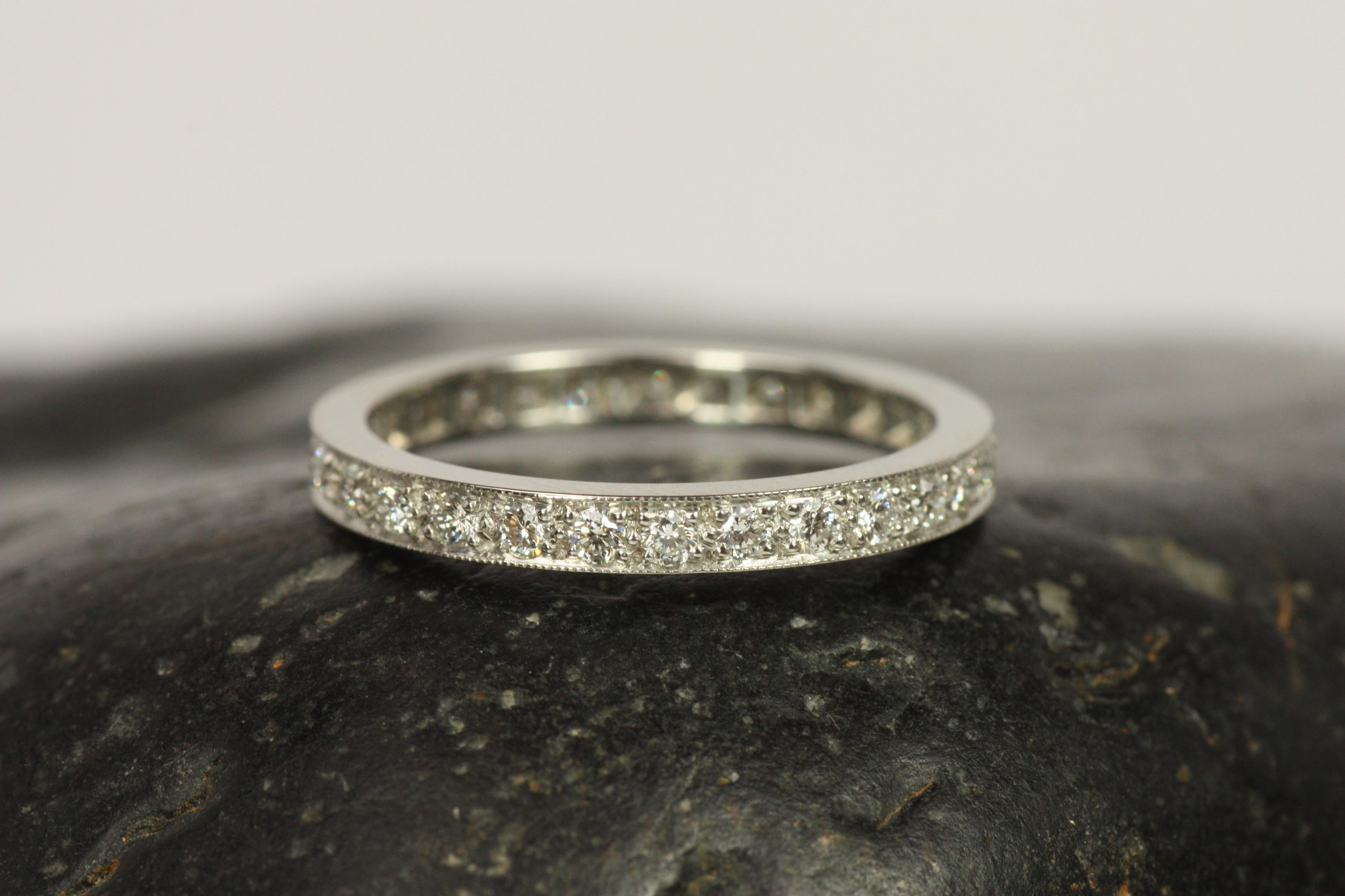 Round Diamond Platinum Eternity Wedding Band In New Condition For Sale In Santa Monica, CA