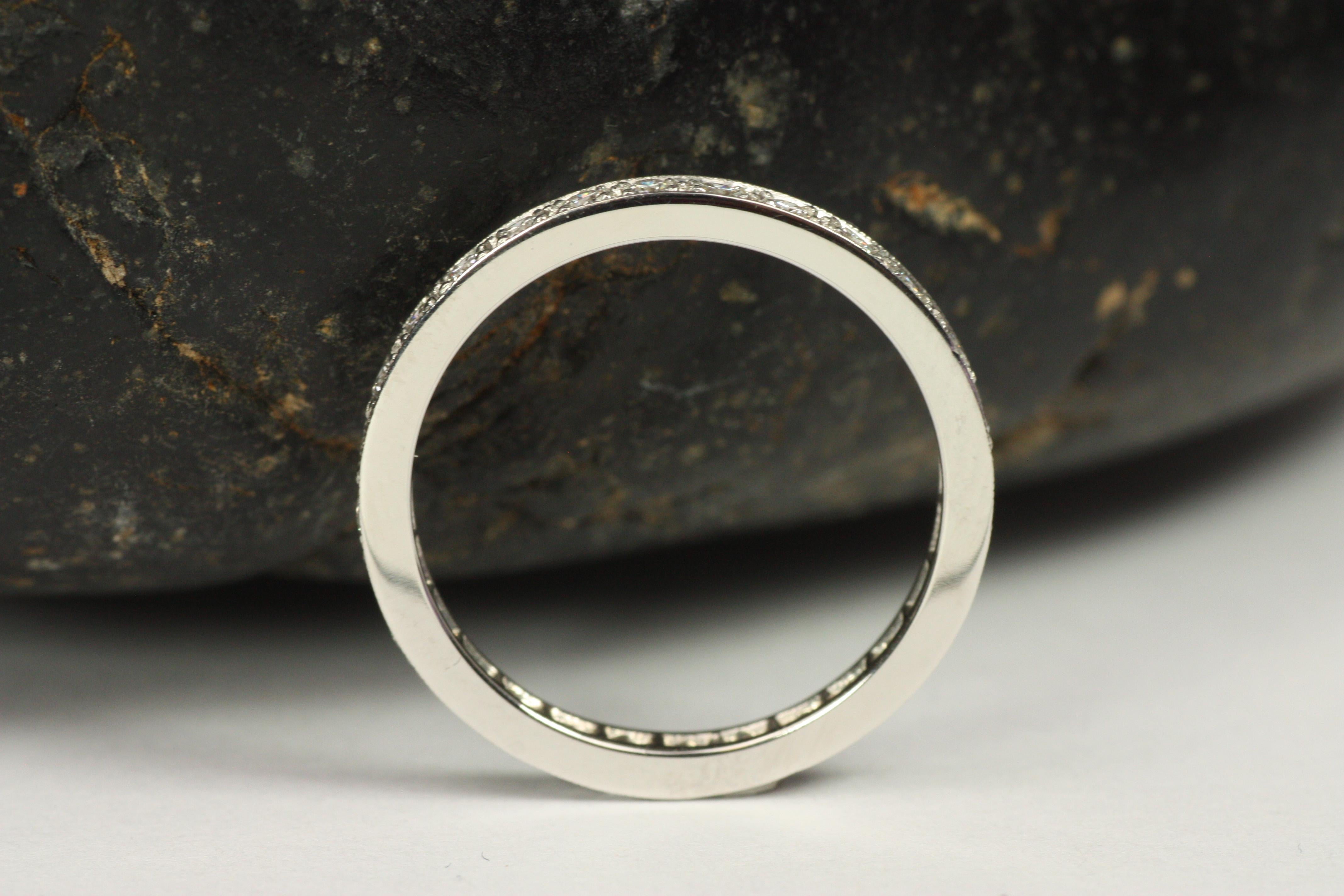 Women's Round Diamond Platinum Eternity Wedding Band For Sale