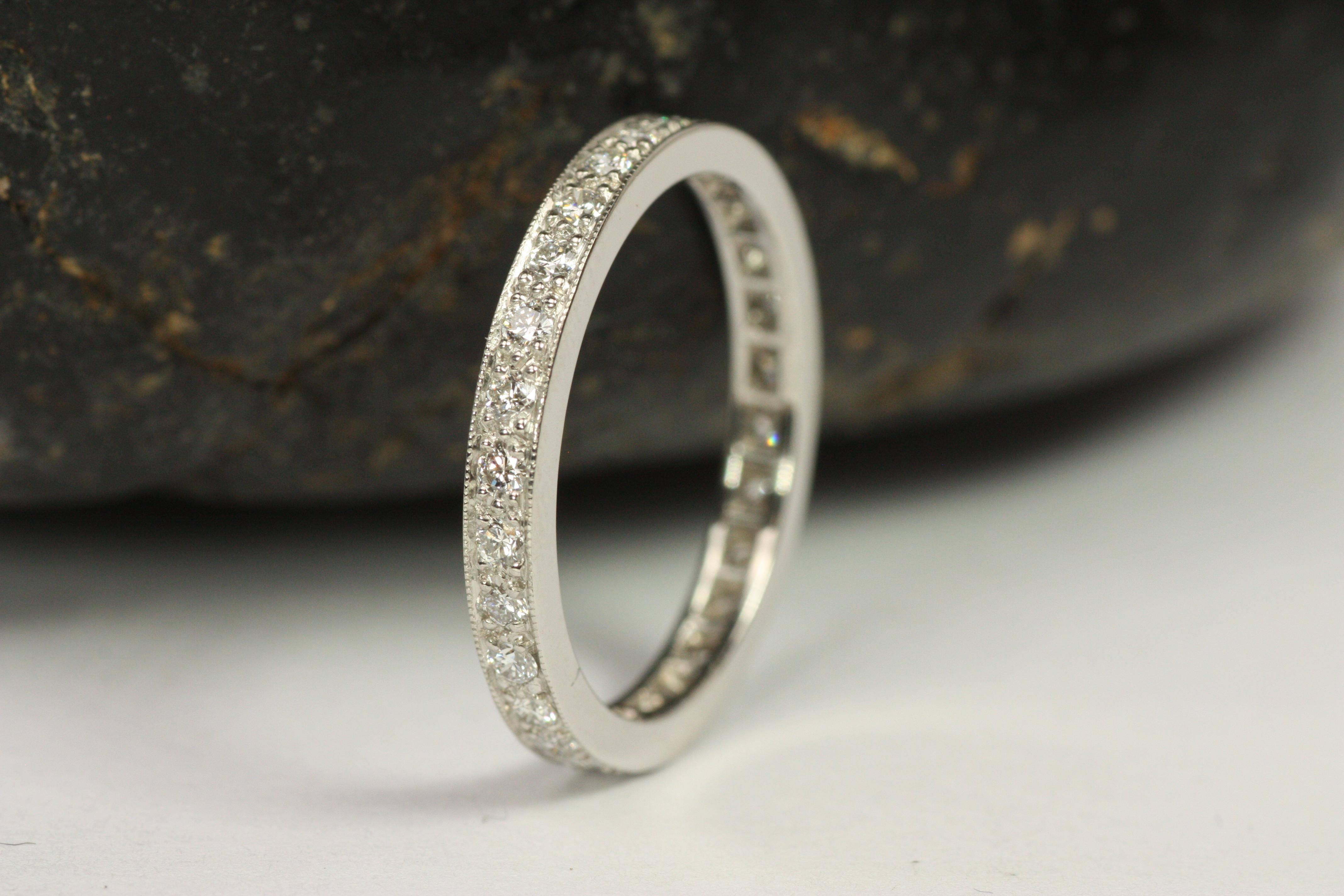 Round Diamond Platinum Eternity Wedding Band For Sale 1