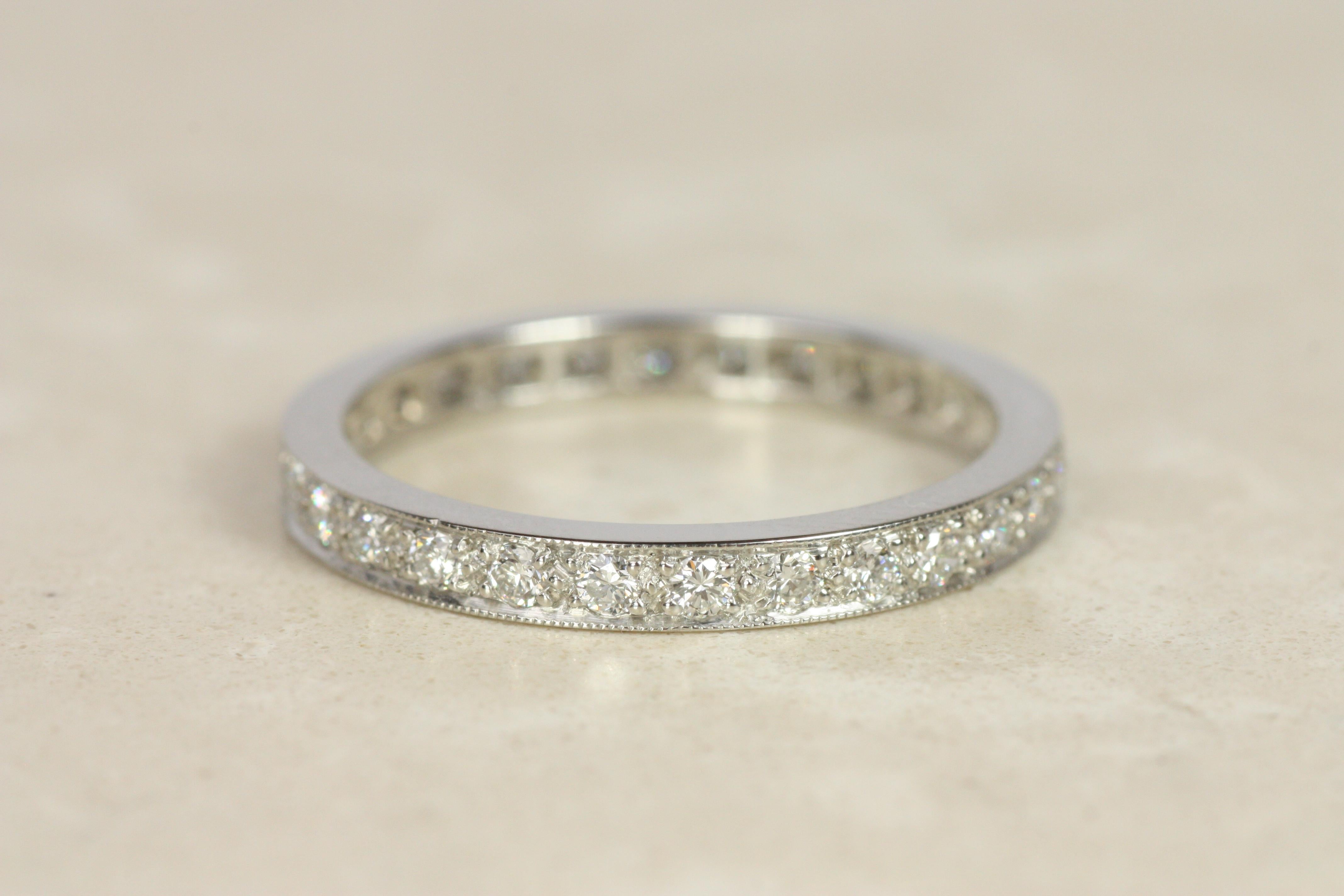 Round Diamond Platinum Eternity Wedding Band For Sale 2