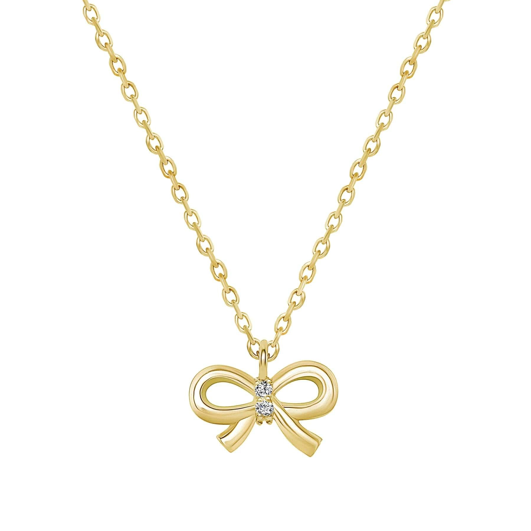 Moderno Collana con ciondolo a nastro con diamanti rotondi in oro 14K in vendita