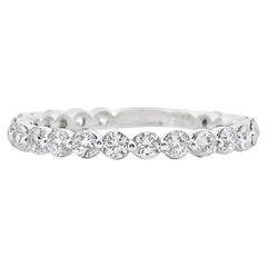 Round Diamond Ring 0.66 Carats in 14K White Gold with Shared Prongs