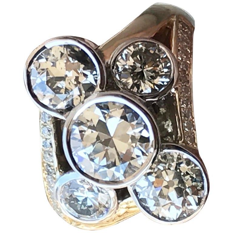 Round Diamond Ring 14 Karat, Ben Dannie For Sale