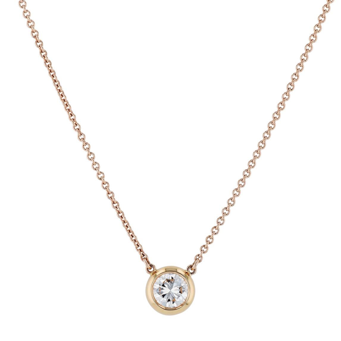 Modern Round Diamond Rose Gold Pendant Necklace For Sale