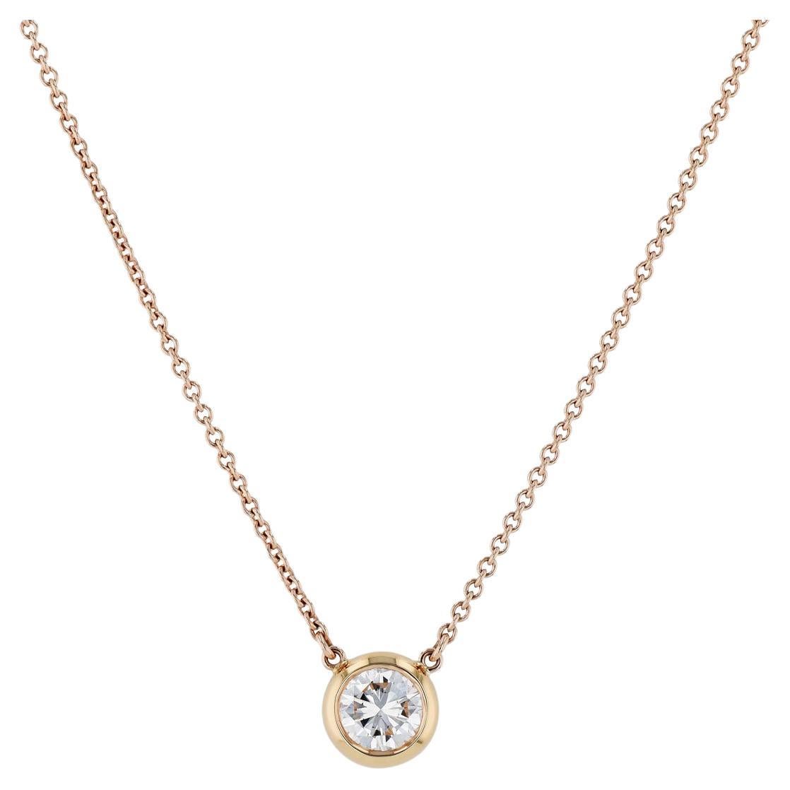 Round Diamond Rose Gold Pendant Necklace For Sale