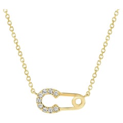 Collana con ciondolo in oro 14K con diamante rotondo di sicurezza