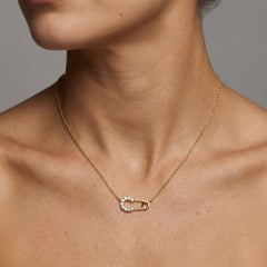 Round Diamond Safety Pin 14K (or 18k upon request) Gold Pendant Necklace