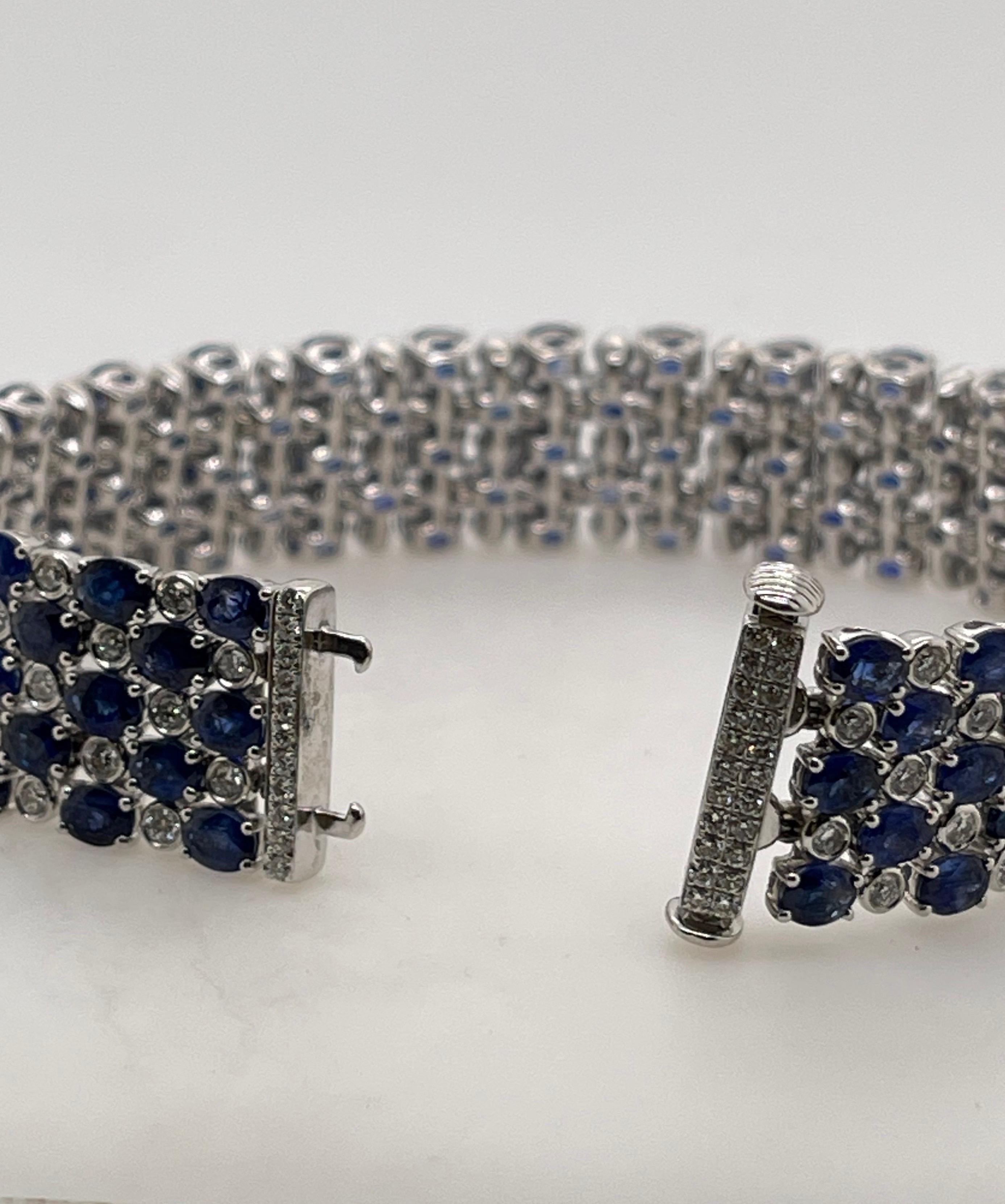 Round Diamond & Sapphire Bracelet In New Condition For Sale In Toronto, CA