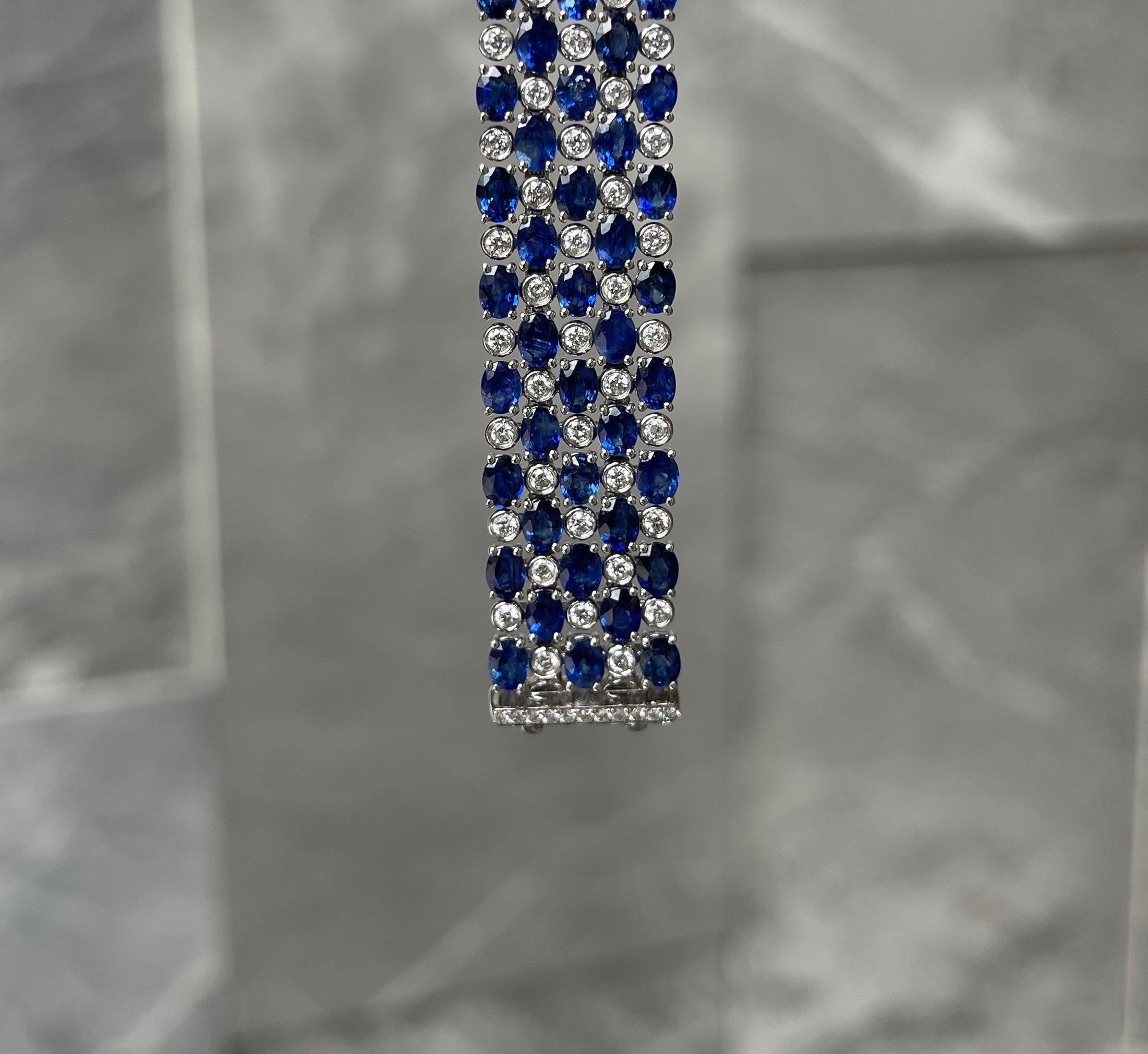Round Diamond & Sapphire Bracelet For Sale 3