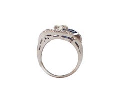Round Diamond, Sapphire Halo Fancy Ring in 14 Karat White Gold