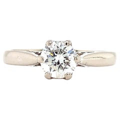Anello di fidanzamento con diamante rotondo solitario in oro bianco 18 carati antico