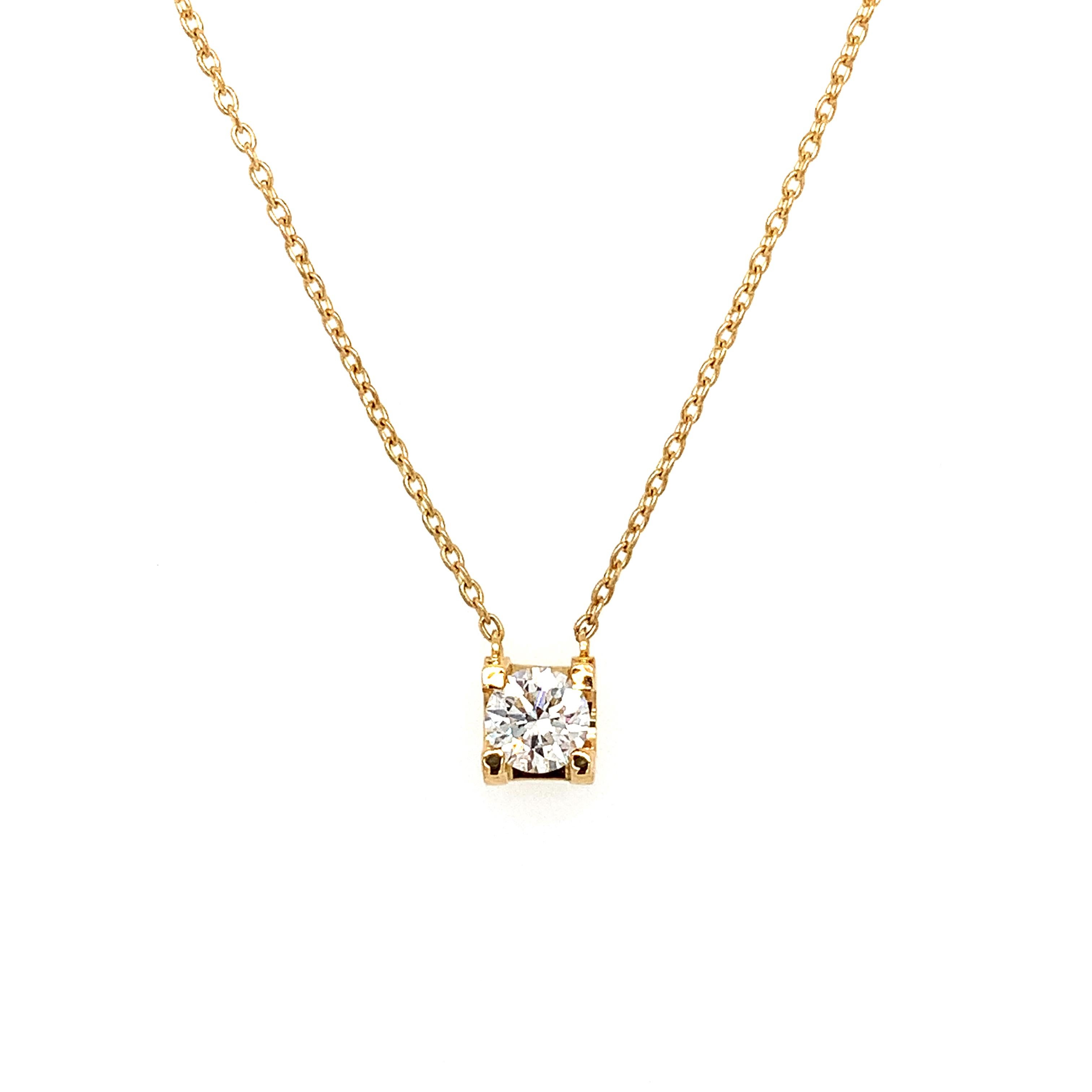 Collar colgante diamante redondo solitario certificado GIA oro amarillo 18k en Nuevo estado para la venta en London, GB