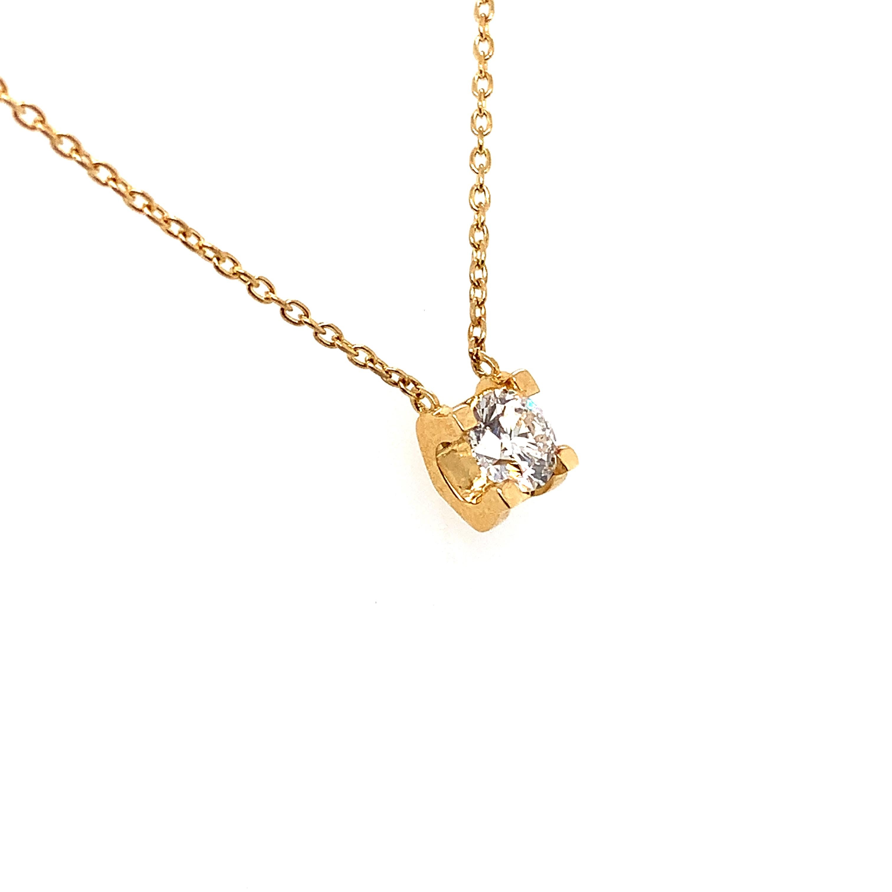 De las mujeres Collar colgante diamante redondo solitario certificado GIA oro amarillo 18k en venta