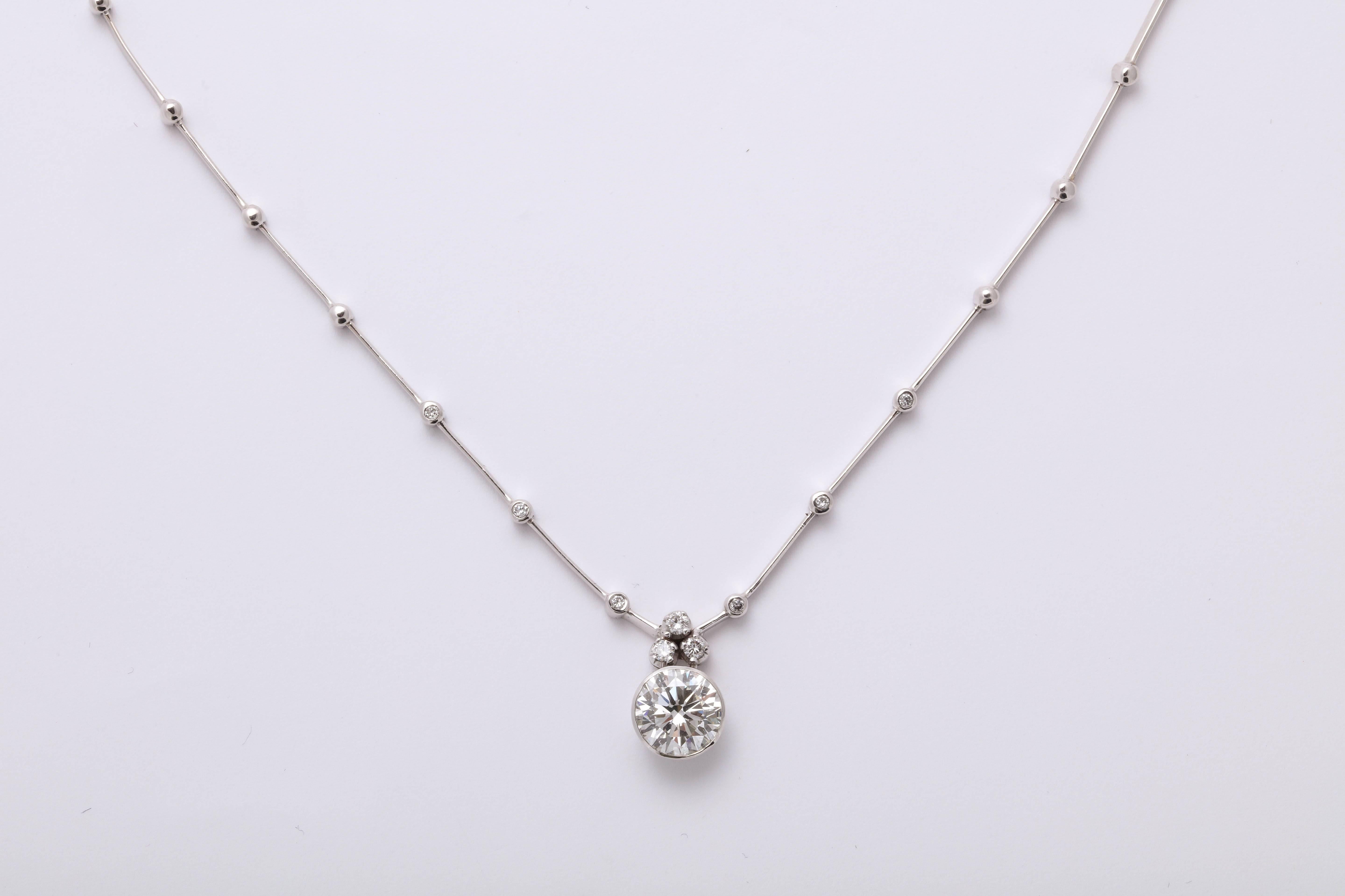 Round Diamond Solitaire Necklace GIA Certified In New Condition For Sale In New York, NY