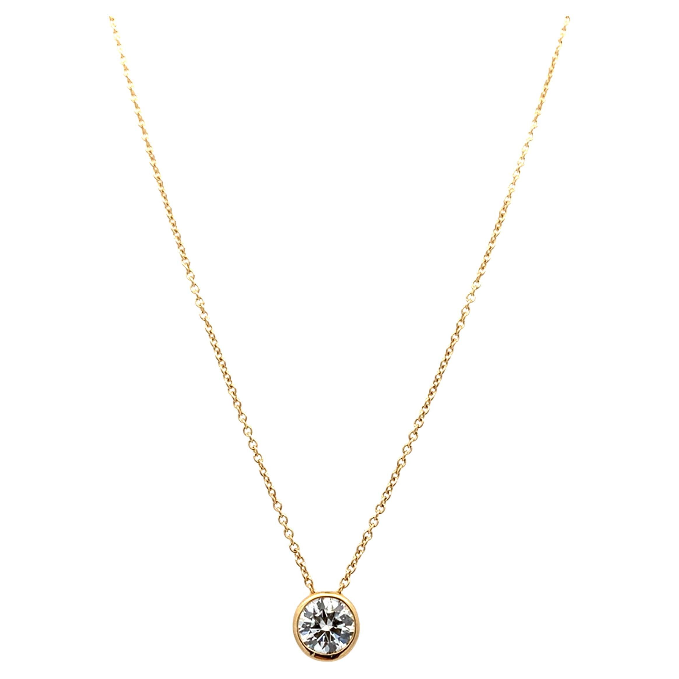 Collar colgante solitario diamante redondo oro amarillo 18k