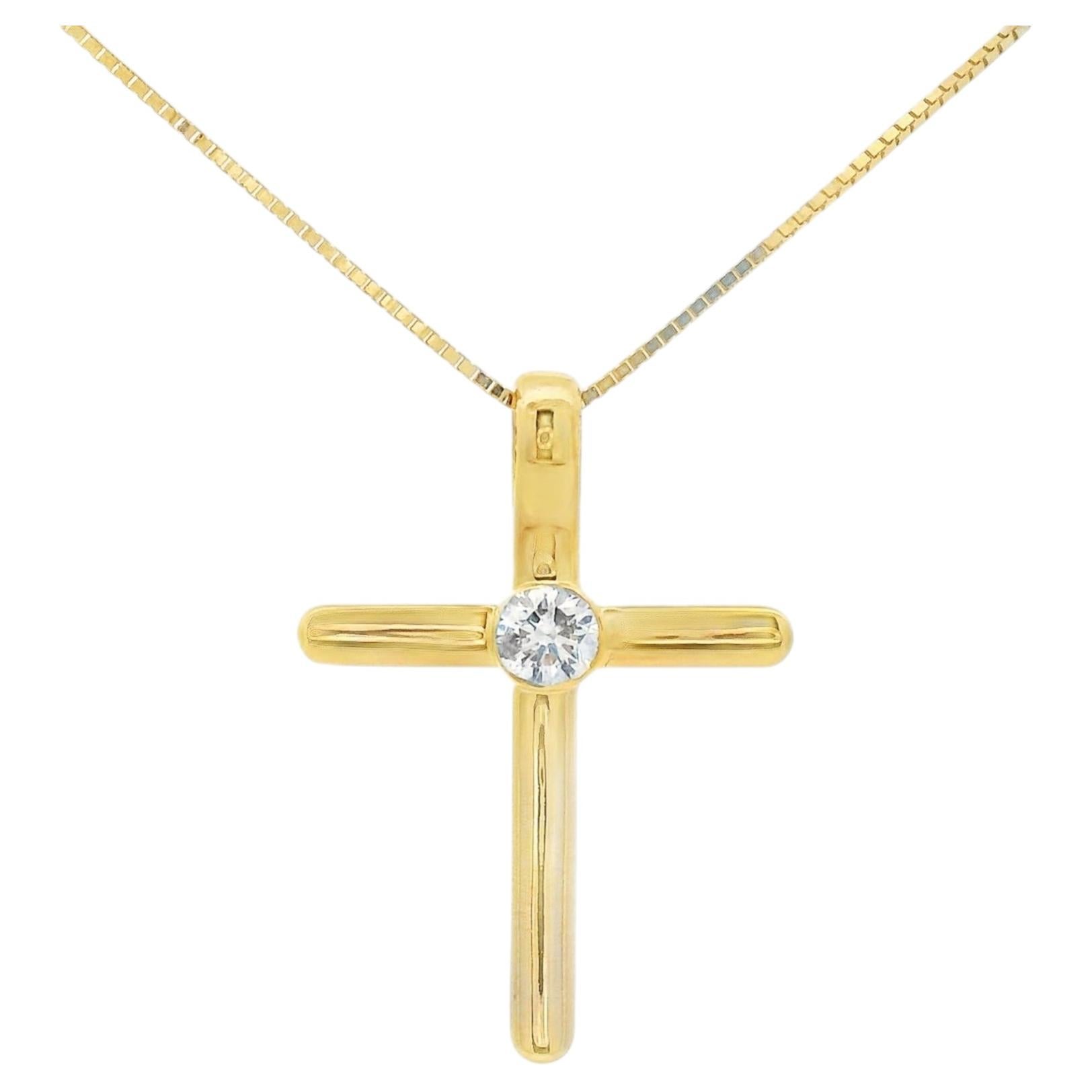 Round Diamond Solitaire Pendant Necklace in 14K Yellow Gold, 18 Inch