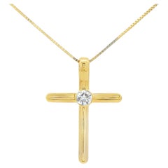 Round Diamond Solitaire Pendant Necklace in 14K Yellow Gold, 18 Inch