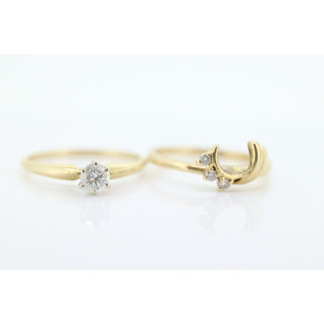 Round Diamond Solitaire Ring with Jacket. 14k Engagement Ring Set Wedding In Good Condition For Sale In Port Charlotte, FL