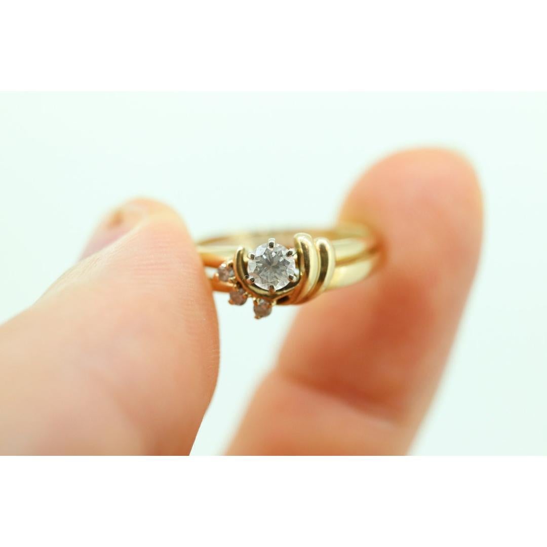 Round Diamond Solitaire Ring with Jacket. 14k Engagement Ring Set Wedding For Sale 1