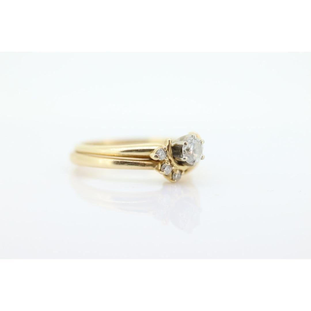Round Diamond Solitaire Ring with Jacket. 14k Engagement Ring Set Wedding For Sale 3
