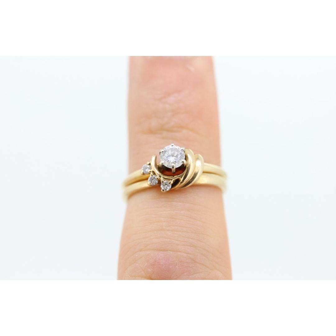 Round Diamond Solitaire Ring with Jacket. 14k Engagement Ring Set Wedding For Sale 5