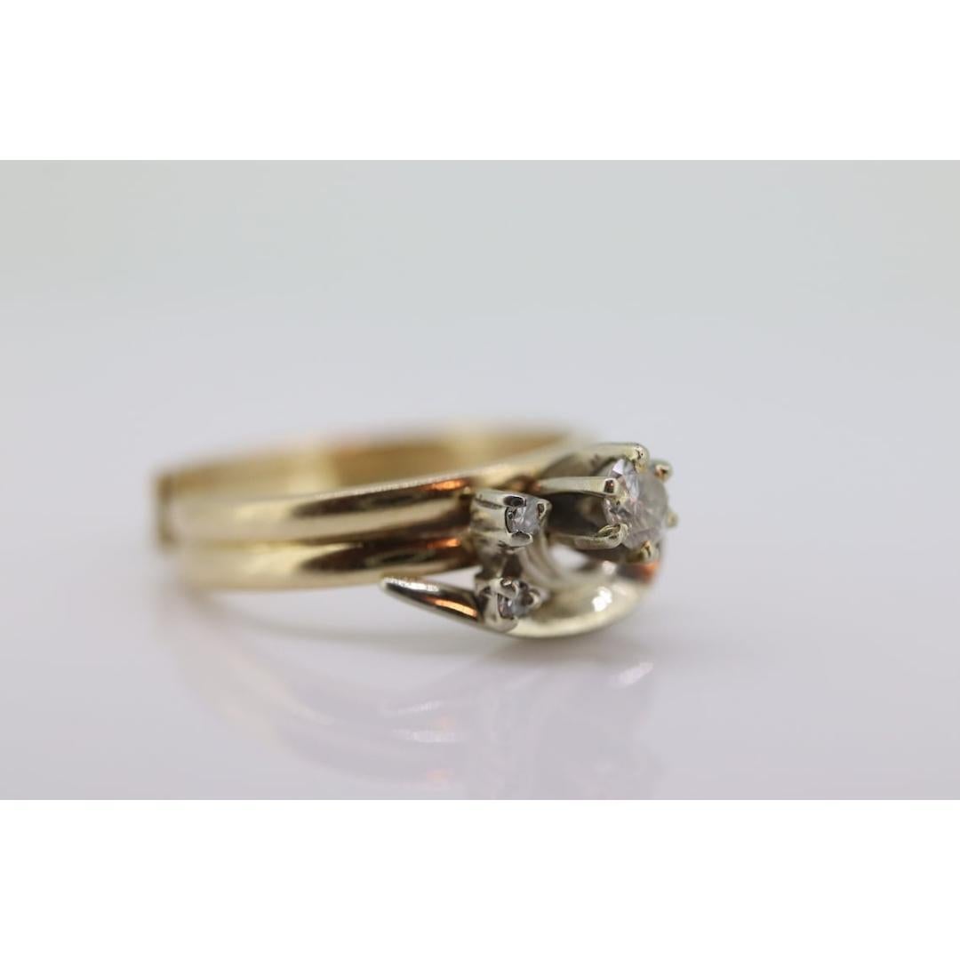 Runder Diamant Solitär-Ring mit Jacke. GRATIS GRÖSSE. 14k Verlobungsring Set im Zustand „Gut“ in Port Charlotte, FL