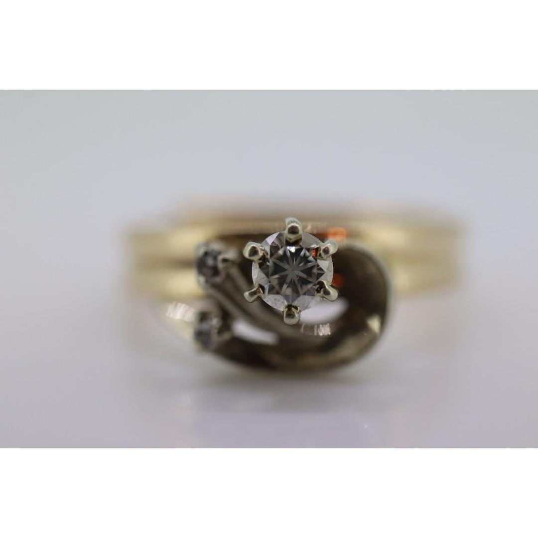 Runder Diamant Solitär-Ring mit Jacke. GRATIS GRÖSSE. 14k Verlobungsring Set Damen