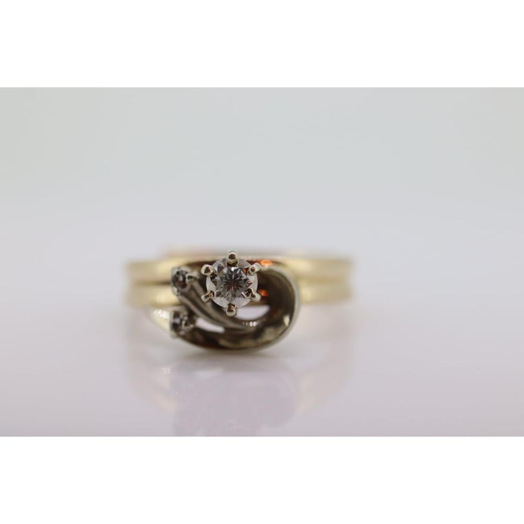 Runder Diamant Solitär-Ring mit Jacke. GRATIS GRÖSSE. 14k Verlobungsring Set 1