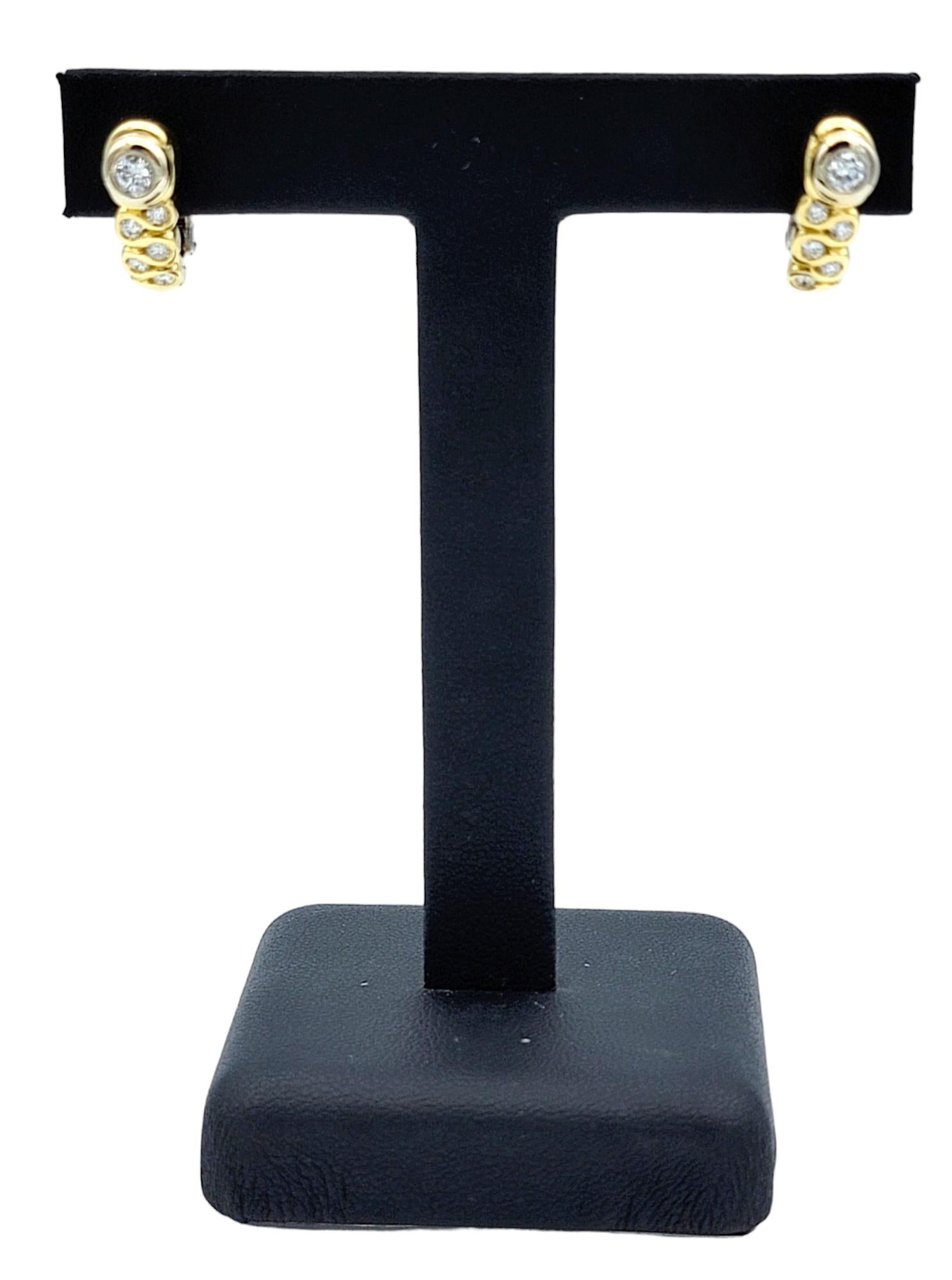 Pendientes de diamantes redondos en oro de 18 quilates bicolor, F-G / VS en venta 2