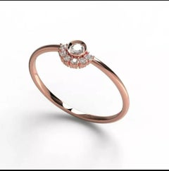 Runder Diamant Stapelring 14K Massivgold Lünette Diamant Verlobungsring Geschenk.