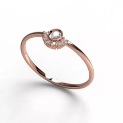 Round Diamond Stacking Ring 14K Solid Gold Bezel Diamond Engagement Ring Gift.