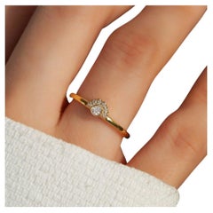 Round Diamond Stacking Ring 14K Solid Gold Bezel diamond Engagement Ring Gift