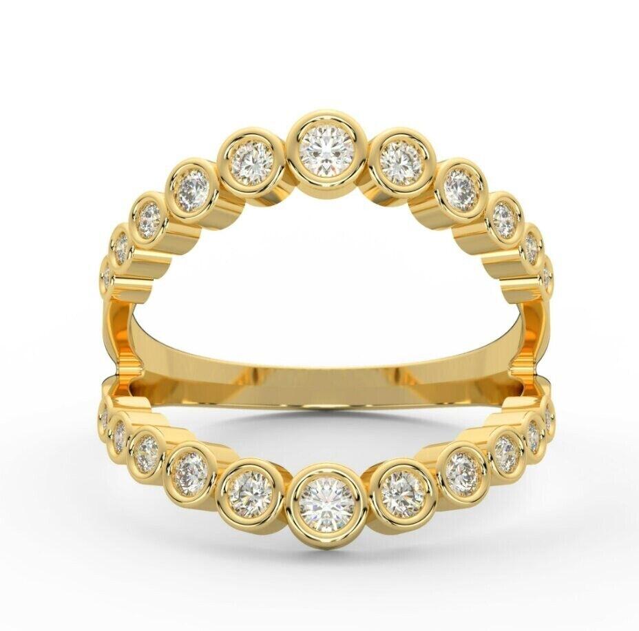 Round Cut Round Diamond Stacking Ring 14K Solid Gold Wedding Band Ring For Women. For Sale