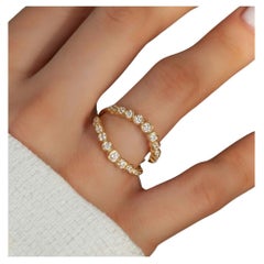 Round Diamond Stacking Ring 14K Solid Gold Wedding Band Ring For Women.