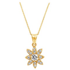 Roman Malakov 0.84 Carat Round Brilliant Cut Diamond Starburst Pendant Necklace