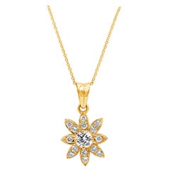 Used Roman Malakov 0.84 Carats Brilliant Round Diamond Starburst Pendant Necklace