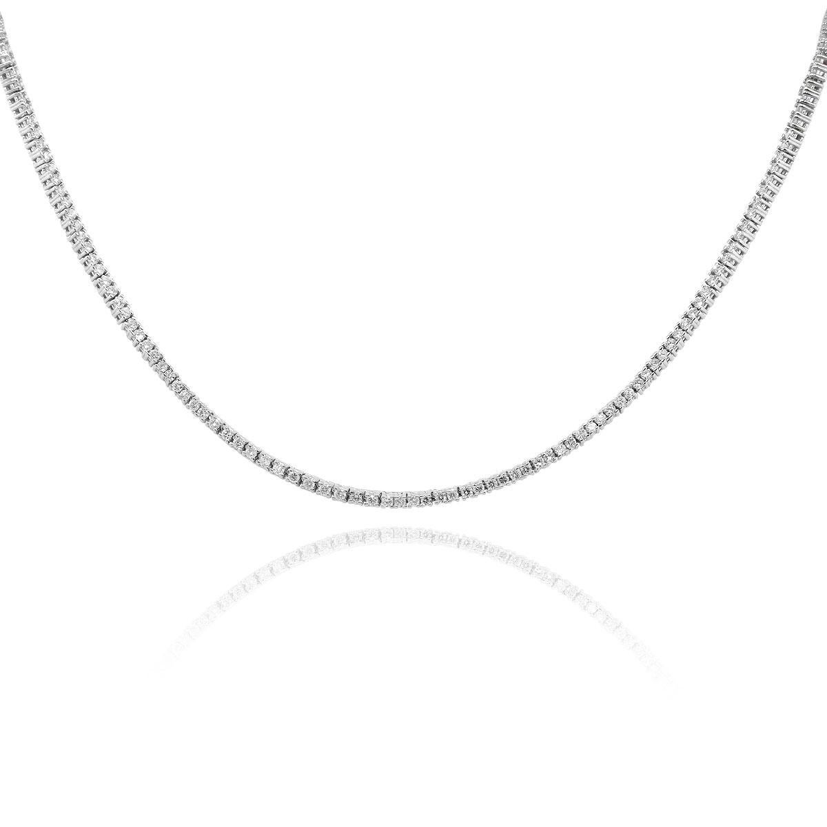 Material: 18k White Gold
Diamond Details: Approx. 5.26ctw of round cut diamonds. Diamonds are G/H in color and VS in clarity
Measurements: Necklace measures 19
