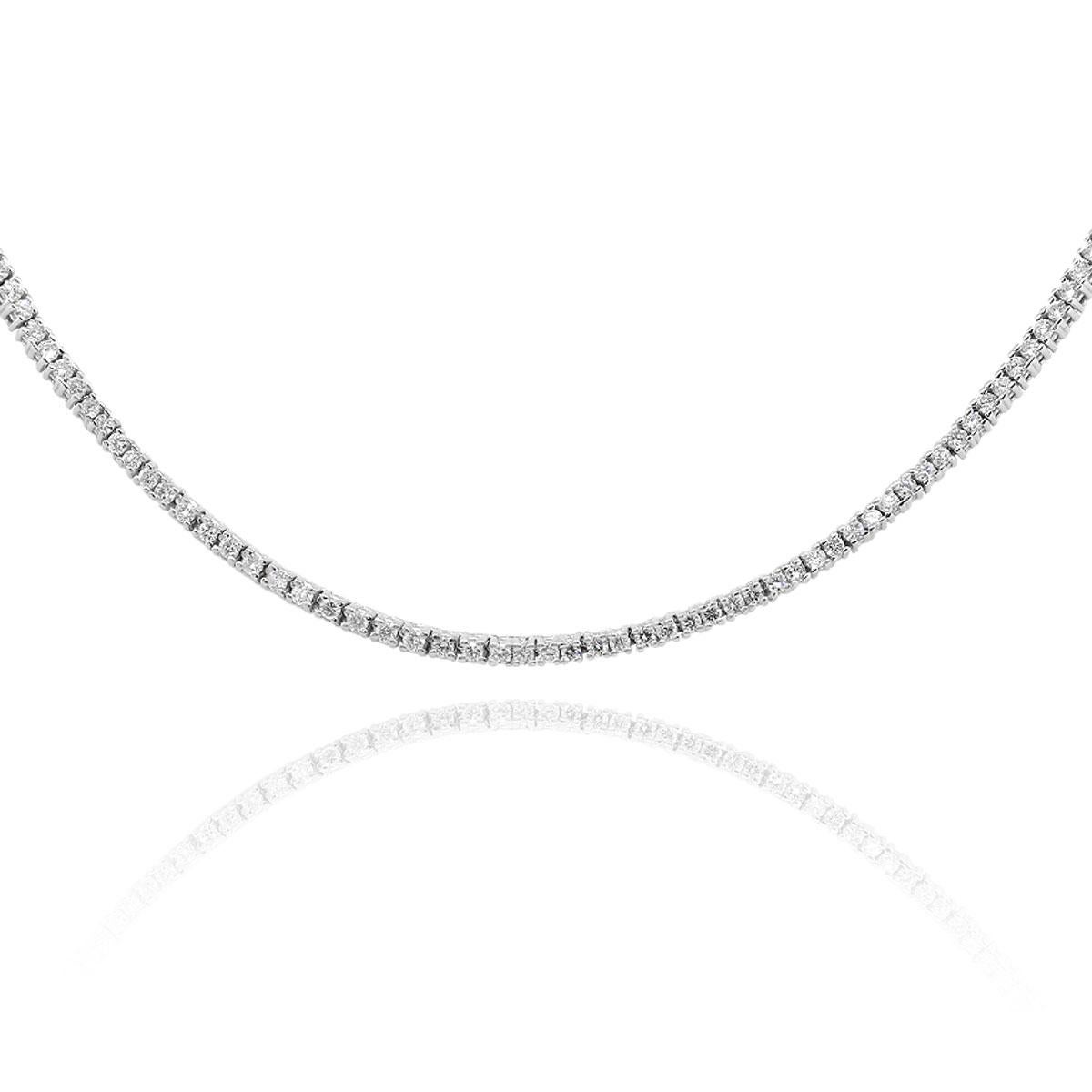 Collana con diamanti rotondi in linea retta in vendita 3