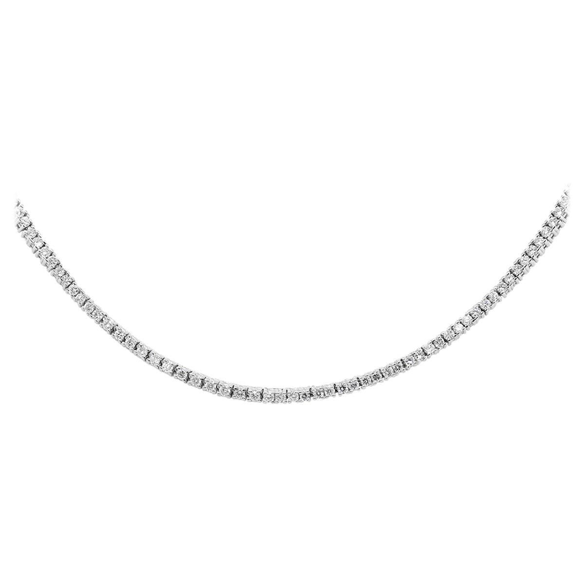 Round Diamond Straight Line Necklace For Sale