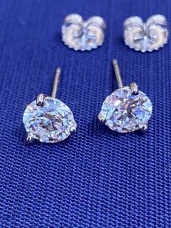 Round Diamond Stud Earrings 2.22 Carats GIA Certified in 18k White Gold