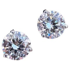 Round Diamond Stud Earrings GIA Certified 4.14 Carats in 18k White Gold
