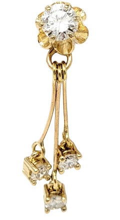 Round Diamond Stud Earrings with Removable Diamond Dangle Drops in Yellow Gold