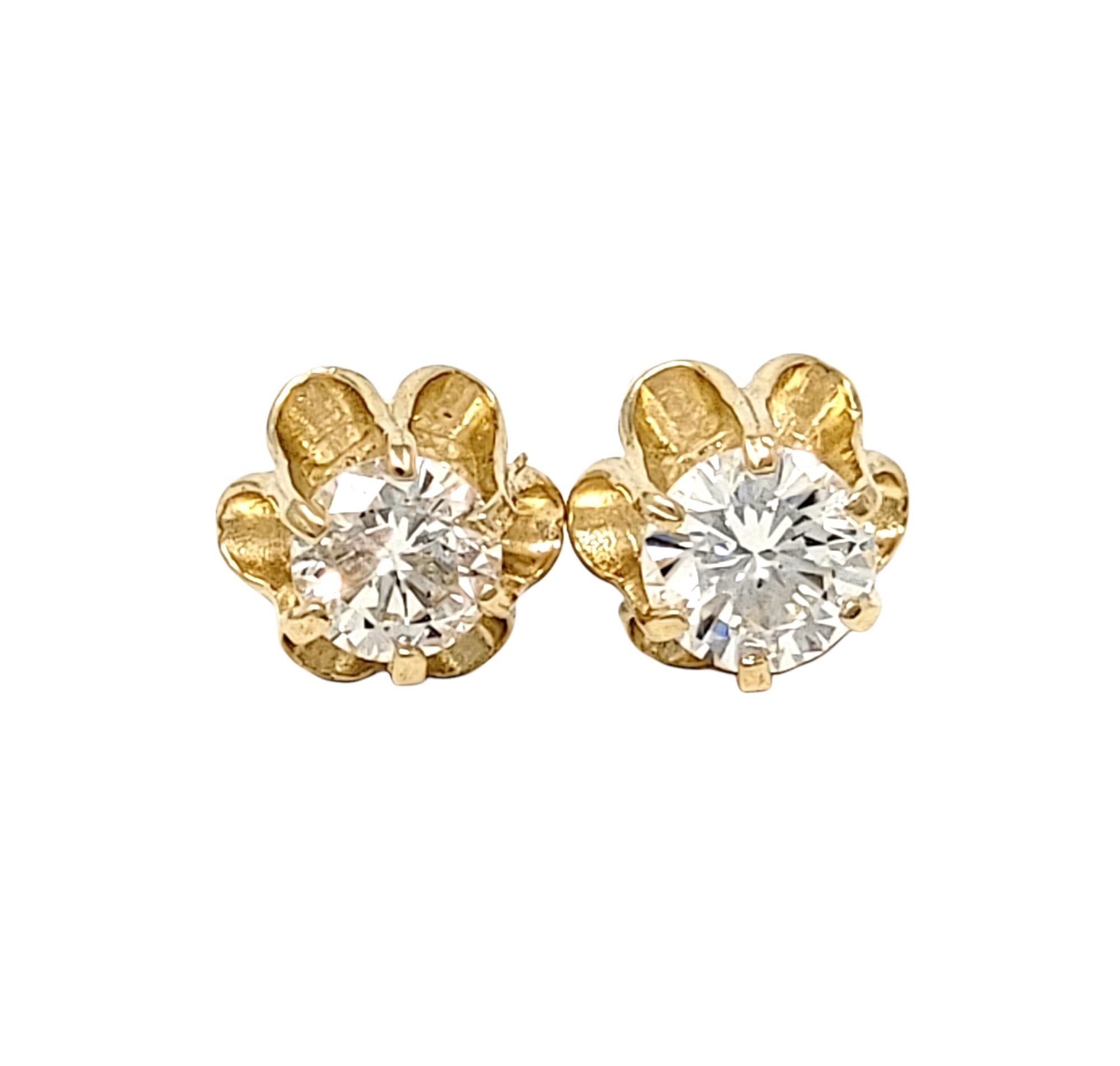 Round Diamond Stud Earrings with Removable Diamond Dangle Drops in Yellow Gold For Sale 1