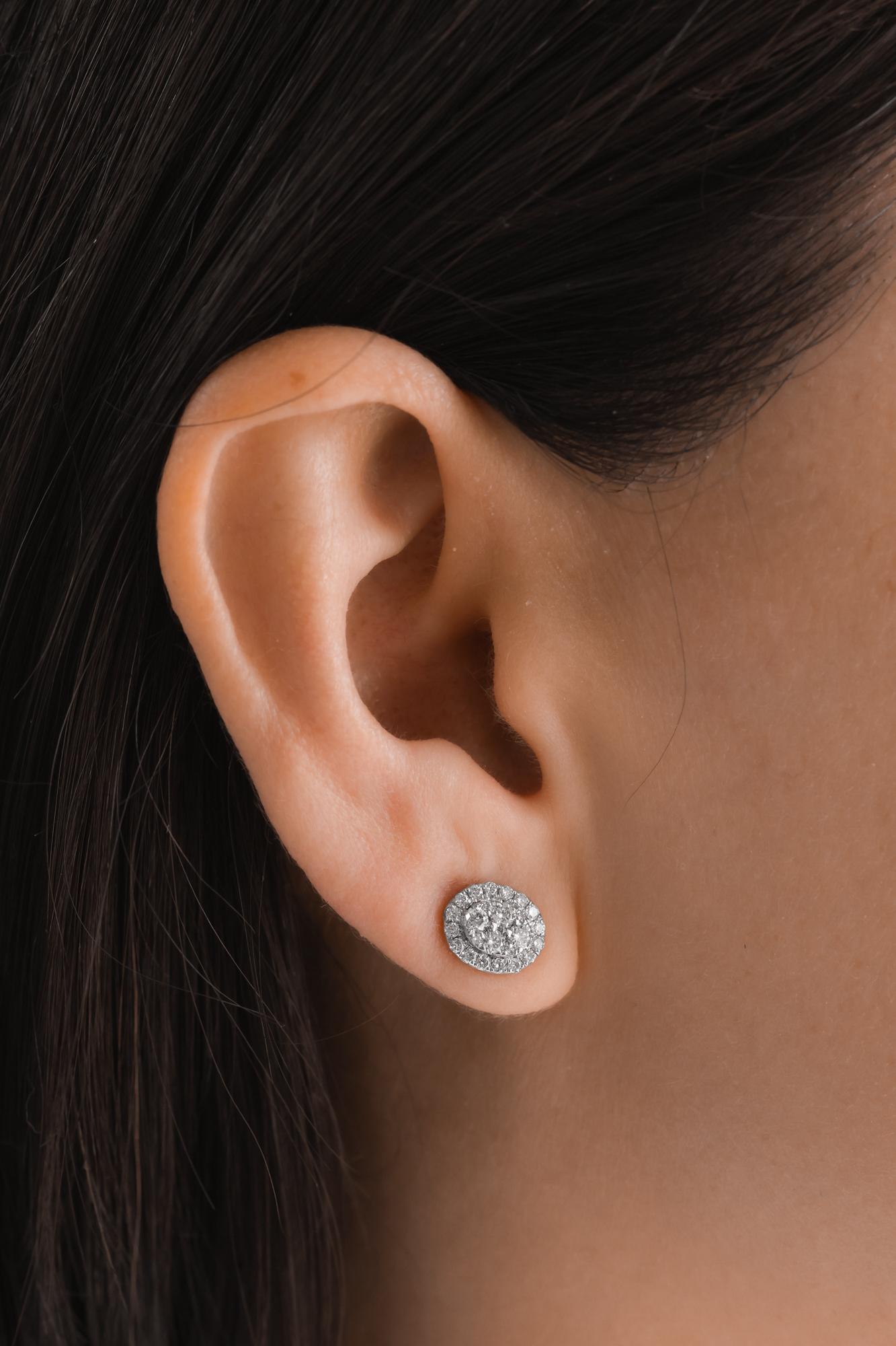 Borchie con diamante rotondo e aureola 0,50 carati. In condizioni Nuovo in vendita a Los Angeles, CA