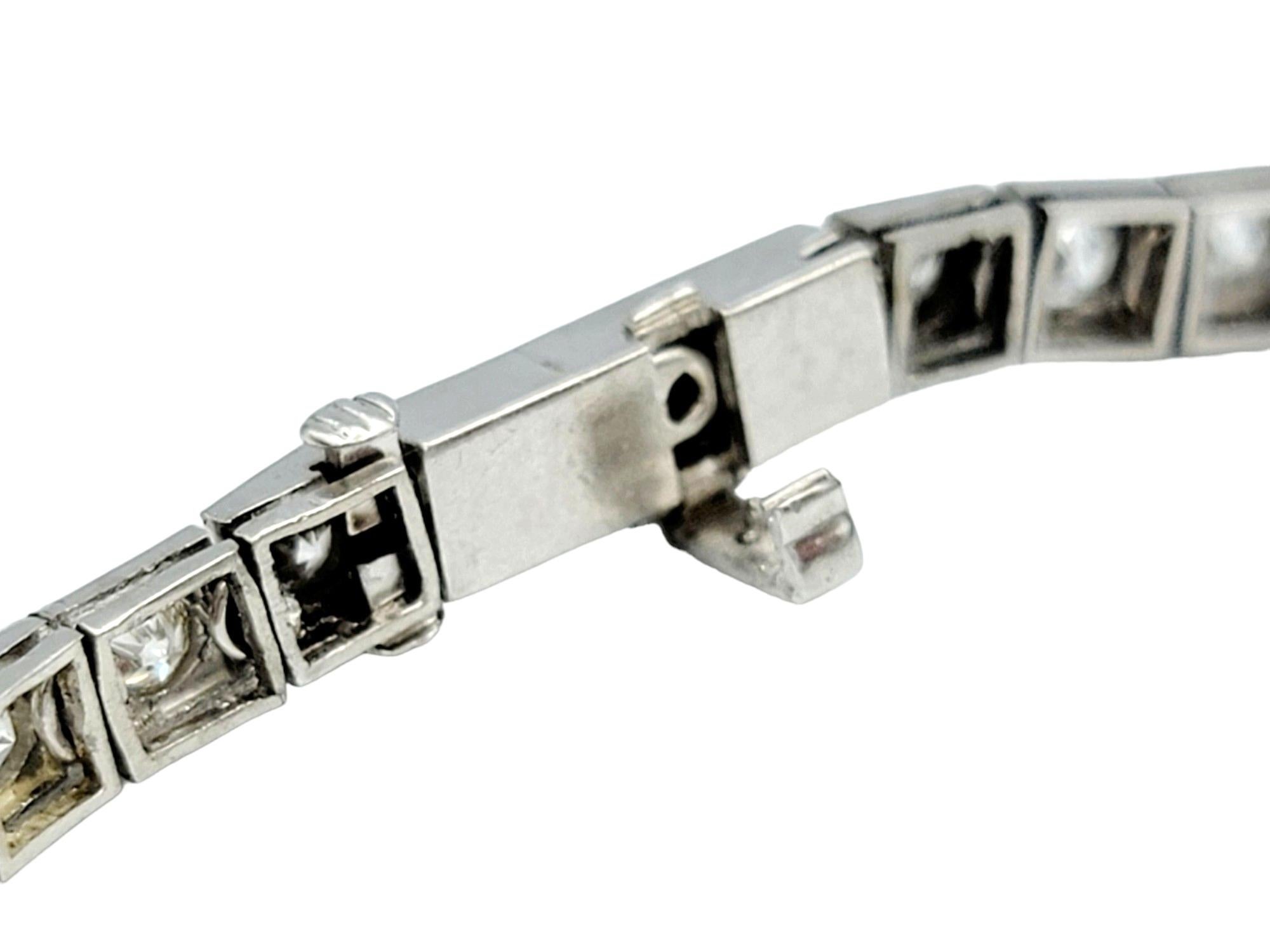 De las mujeres Pulsera de Tenis de Diamantes Redondos con Diseño Milgrain Cuadrado Engastada en Platino en venta