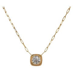 Round Diamond Textured Bezel Pendant in 14k Yellow Gold