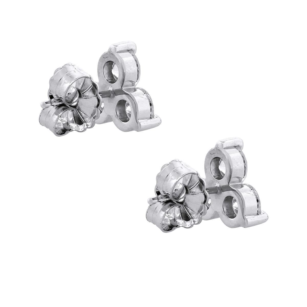 Round Cut Round Diamond Three-Stone Cluster Earrings