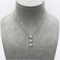 Roman Malakov 1.00 Carat Total Round Diamond Three-Stone Drop Pendant Necklace